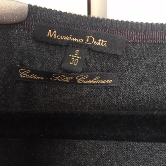 Silk & Cashmere Charcoal Sweater Dress w/ Pockets - Picture 5 of 7